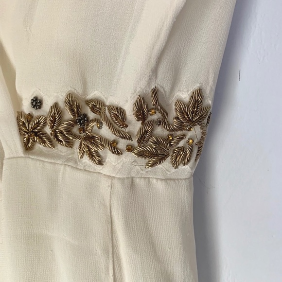 NEW Zara Ivory Dress With Gold Floral Embroidery - Picture 8 of 9
